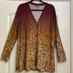 LOGO by Lori Goldstein Cardigan Womens L pockets button down Lagenlook